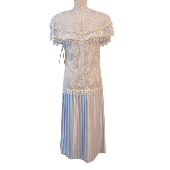 Scott McClintock Vintage NWT Size 6 Powder Blue Coquette Lace Pleat Skirt Dress - Picture 3 of 12